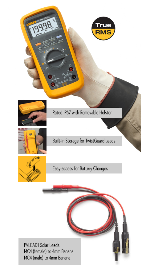 TestEquity: Fluke FLK-87VMAX-PVLEAD1 Solar Tool Kit, 87V Max